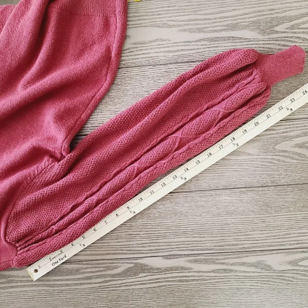 DOWNEAST Sweater XS Burgundy Red Knit Cable Knit Sleeves‎ Oversized Pullo…